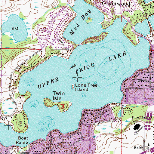 Topographic Map of Upper Prior Lake, MN
