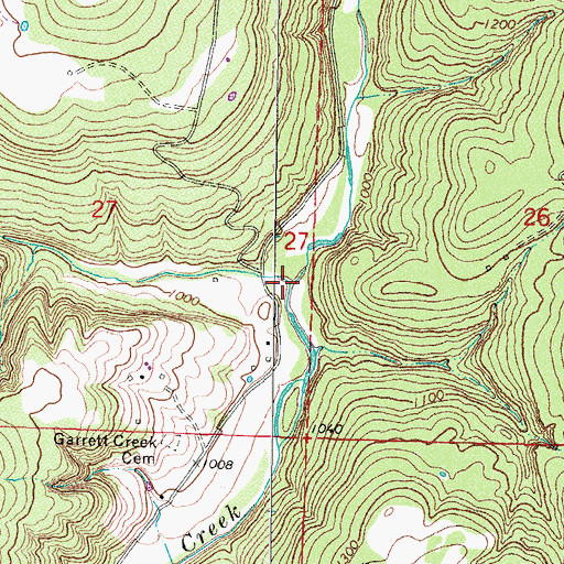 Topographic Map of Garrett Hollow Creek, AR