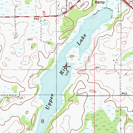 Topographic Map of Upper Rice Lake, MN