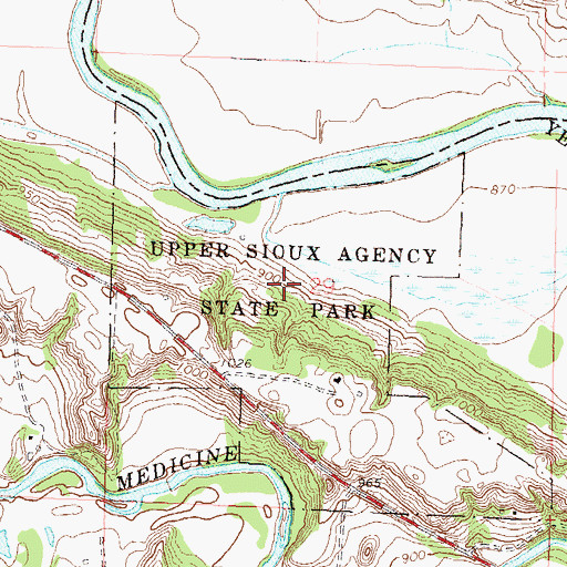 Topographic Map of Upper Sioux Agency State Park, MN