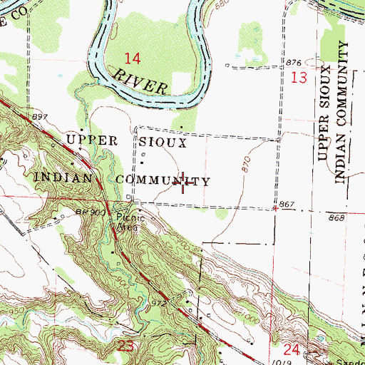 Topographic Map of Upper Sioux Community, MN