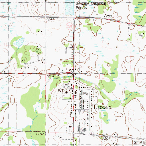 Topographic Map of Upsala, MN