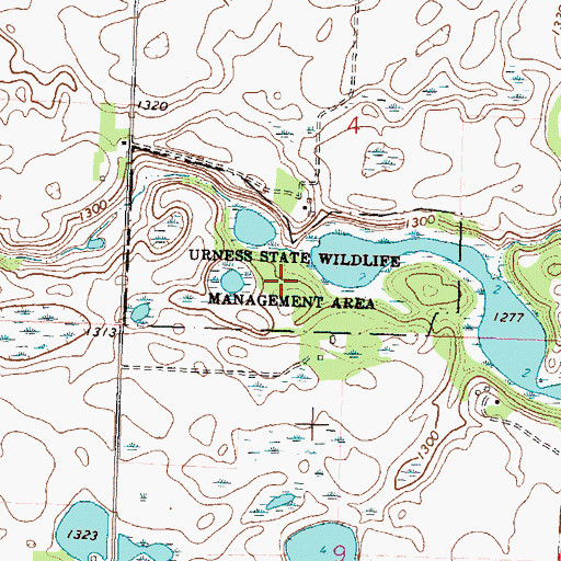 Topographic Map of Urness State Wildlife Management Area, MN