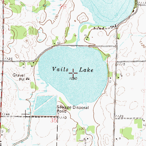 Topographic Map of Vails Lake, MN