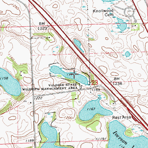 Topographic Map of Valdine State Wildlife Management Area, MN