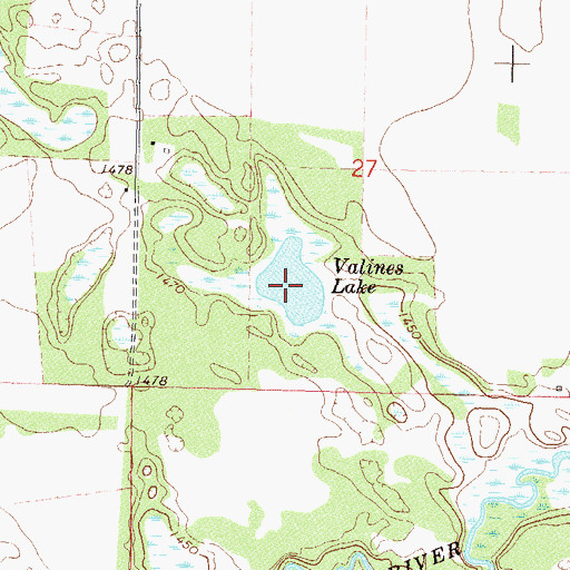 Topographic Map of Valines Lake, MN