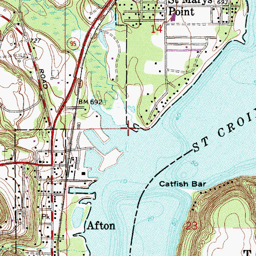 Topographic Map of Valley Branch, MN