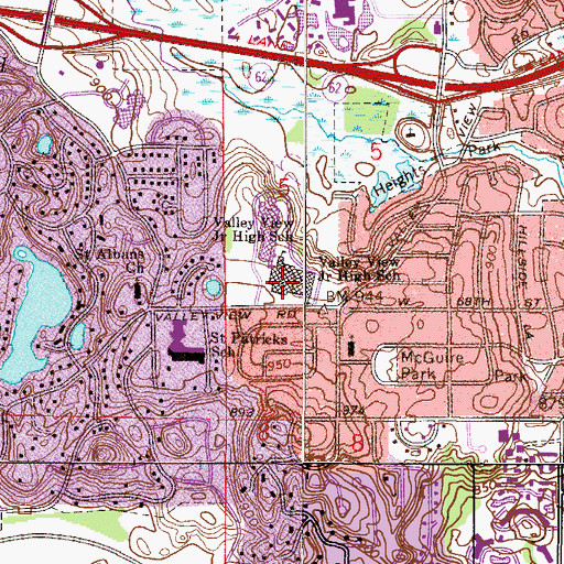 Topographic Map of Valley View Middle School, MN