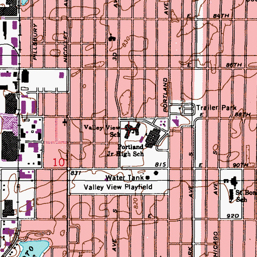 Topographic Map of Valley View Elementary School, MN