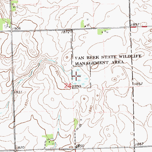 Topographic Map of Van Beek State Wildlife Management Area, MN