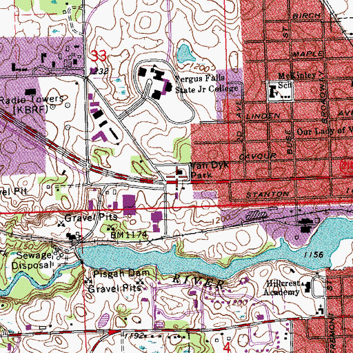 Topographic Map of Van Dyk Park, MN