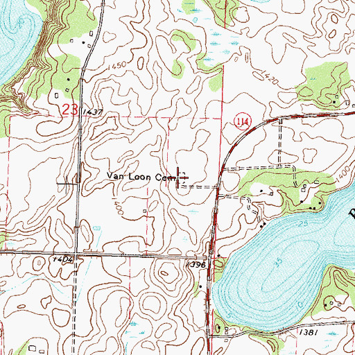 Topographic Map of Van Loon Cemetery, MN