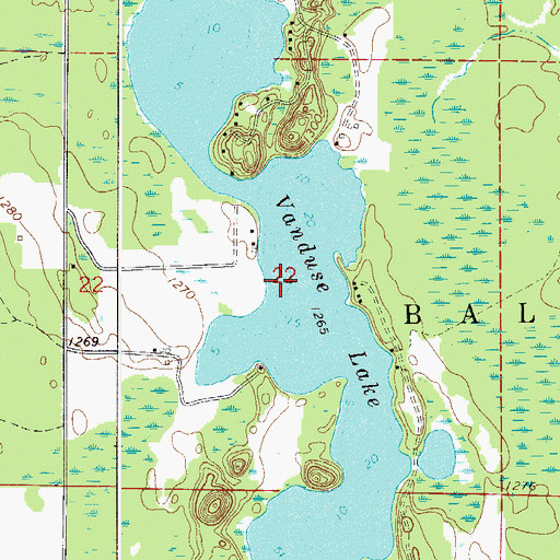 Topographic Map of Vanduse Lake, MN