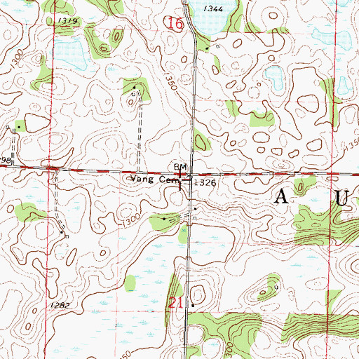 Topographic Map of Vang Cemetery, MN
