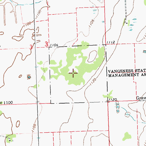 Topographic Map of Vangsness State Wildlife Management Area, MN