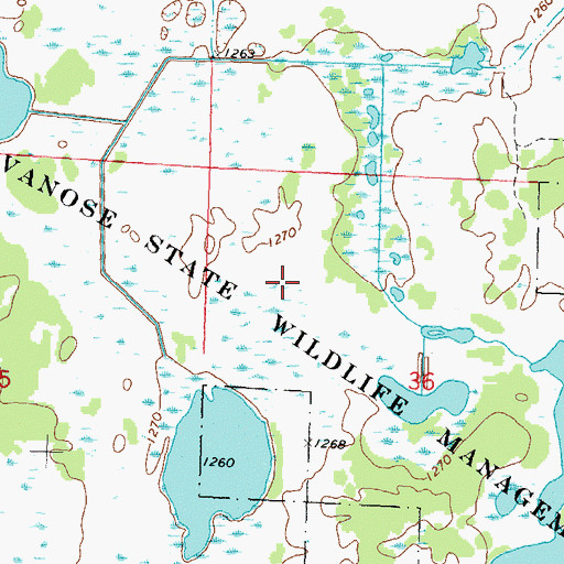 Topographic Map of Vanose State Wildlife Management Area, MN