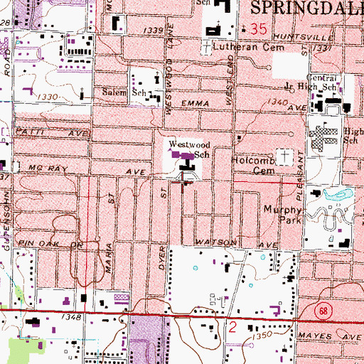 Topographic Map of Grace Baptist Church, AR