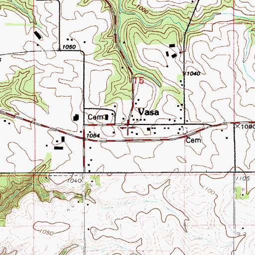 Topographic Map of Vasa, MN