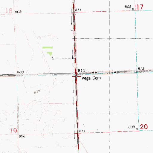 Topographic Map of Vega Cemetery, MN