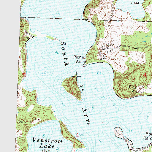 Topographic Map of Venstrom Lake, MN