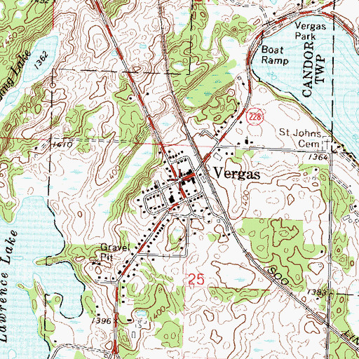 Topographic Map of Vergas, MN