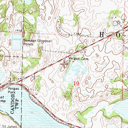 Topographic Map of Vergas Cemetery, MN