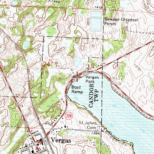 Topographic Map of Vergas Park, MN