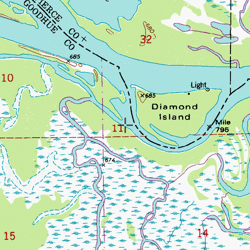 Topographic Map of Vermillion Slough, MN
