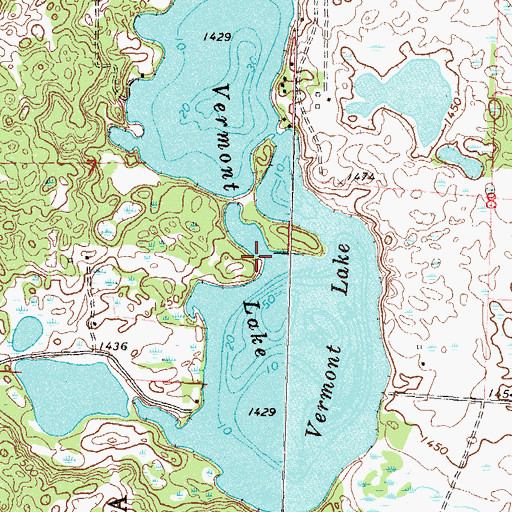 Topographic Map of Vermont Lake, MN