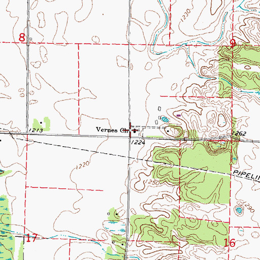 Topographic Map of Vernes Church, MN