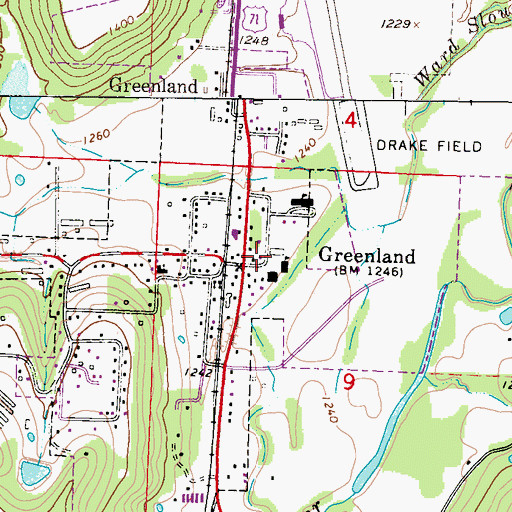 Topographic Map of Greenland High School, AR