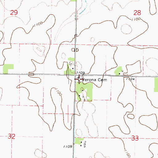 Topographic Map of Verona Cemetery, MN