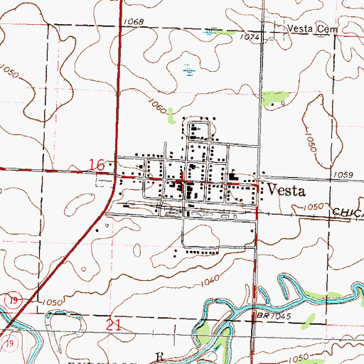Topographic Map of Vesta, MN