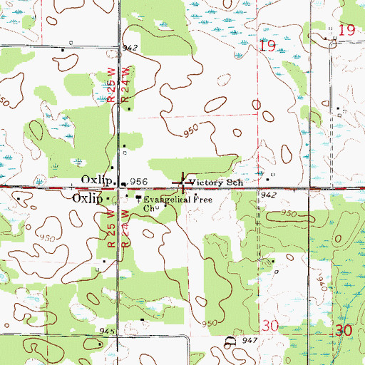 Topographic Map of Victory School, MN