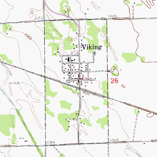 Topographic Map of Viking, MN