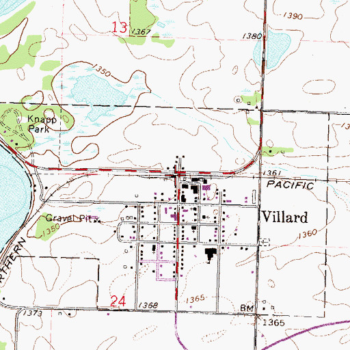 Topographic Map of Villard, MN