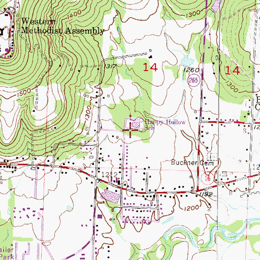 Topographic Map of Happy Hollow Park, AR