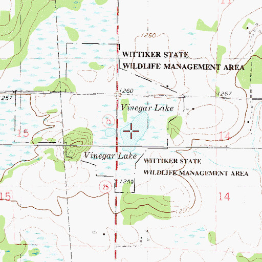 Topographic Map of Vinegar Lake, MN