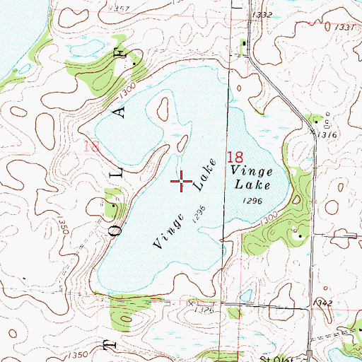 Topographic Map of Vinge Lake, MN