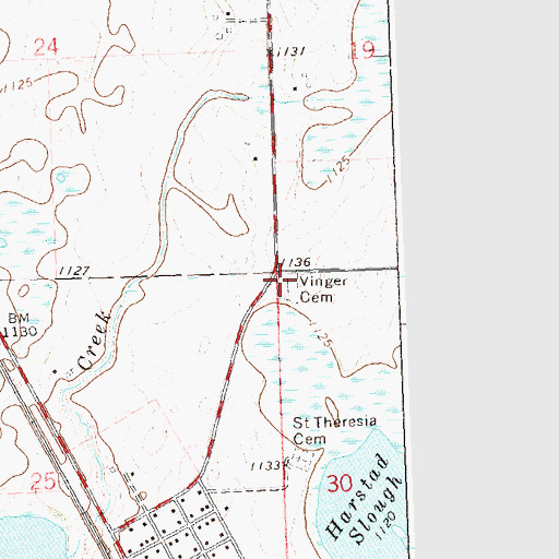 Topographic Map of Vinger Cemetery, MN