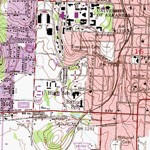 Topographic Map of Harmon Playground, AR