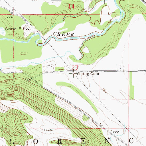 Topographic Map of Vining Cemetery, MN