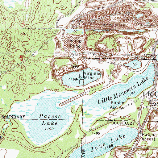 Topographic Map of Virginia Mine, MN