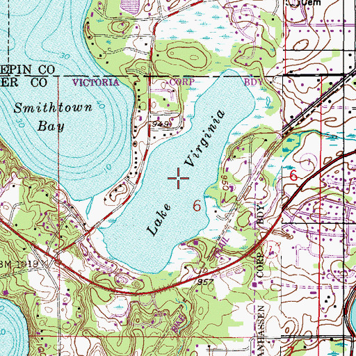 Topographic Map of Lake Virginia, MN