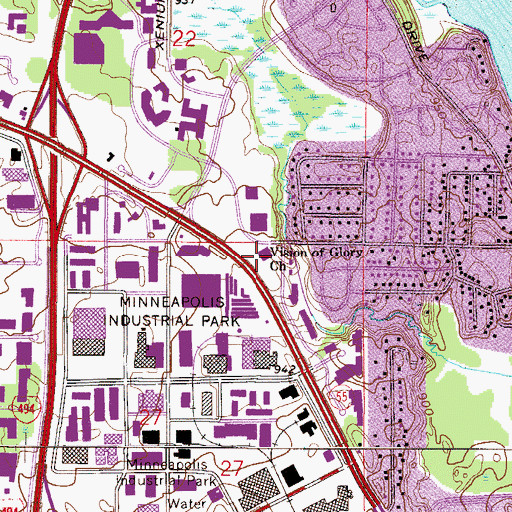 Topographic Map of Vision of Glory Church, MN