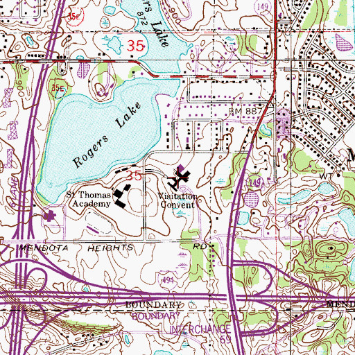 Topographic Map of Visitation Convent, MN