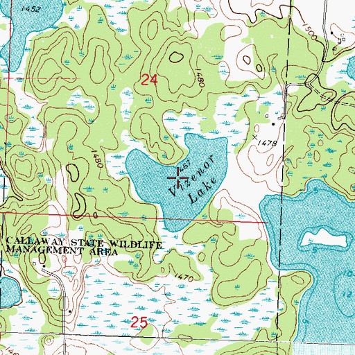 Topographic Map of Vizenor Lake, MN