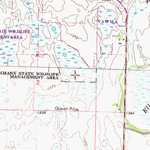 Topographic Map of Volkmann State Wildlife Management Area, MN