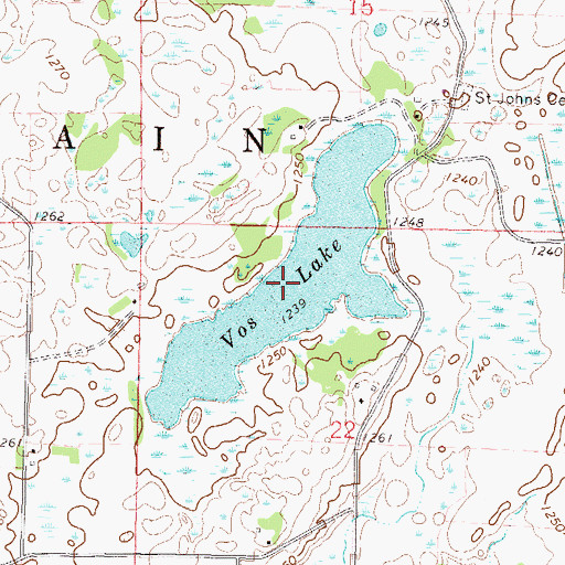 Topographic Map of Vos Lake, MN