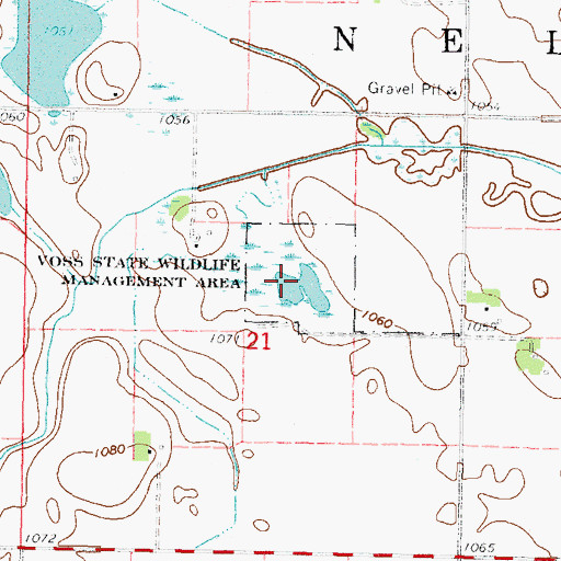 Topographic Map of Voss State Wildlife Management Area, MN